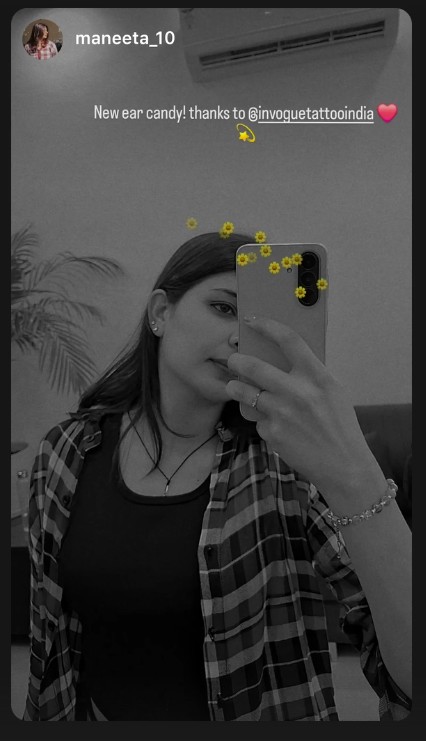 Instagram story from a client showing off a new ear piercing
